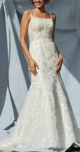 Mermaid long lace beaded wedding gown bridal dress